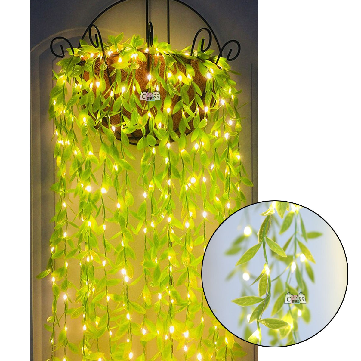 Miniatura 2 de Matera colgante Tira De Hojas Artificial